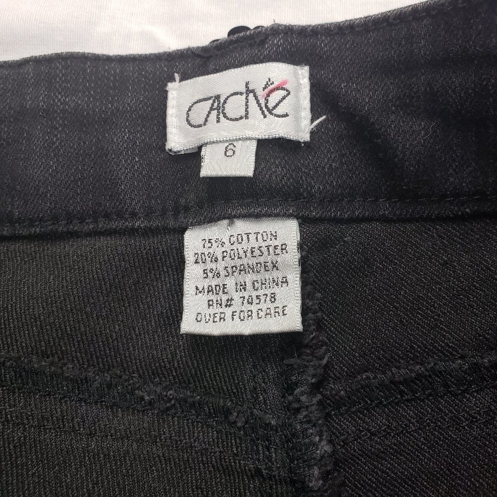 Cache Black Boot Leg Jeans With Sequines Size 6 - image 3